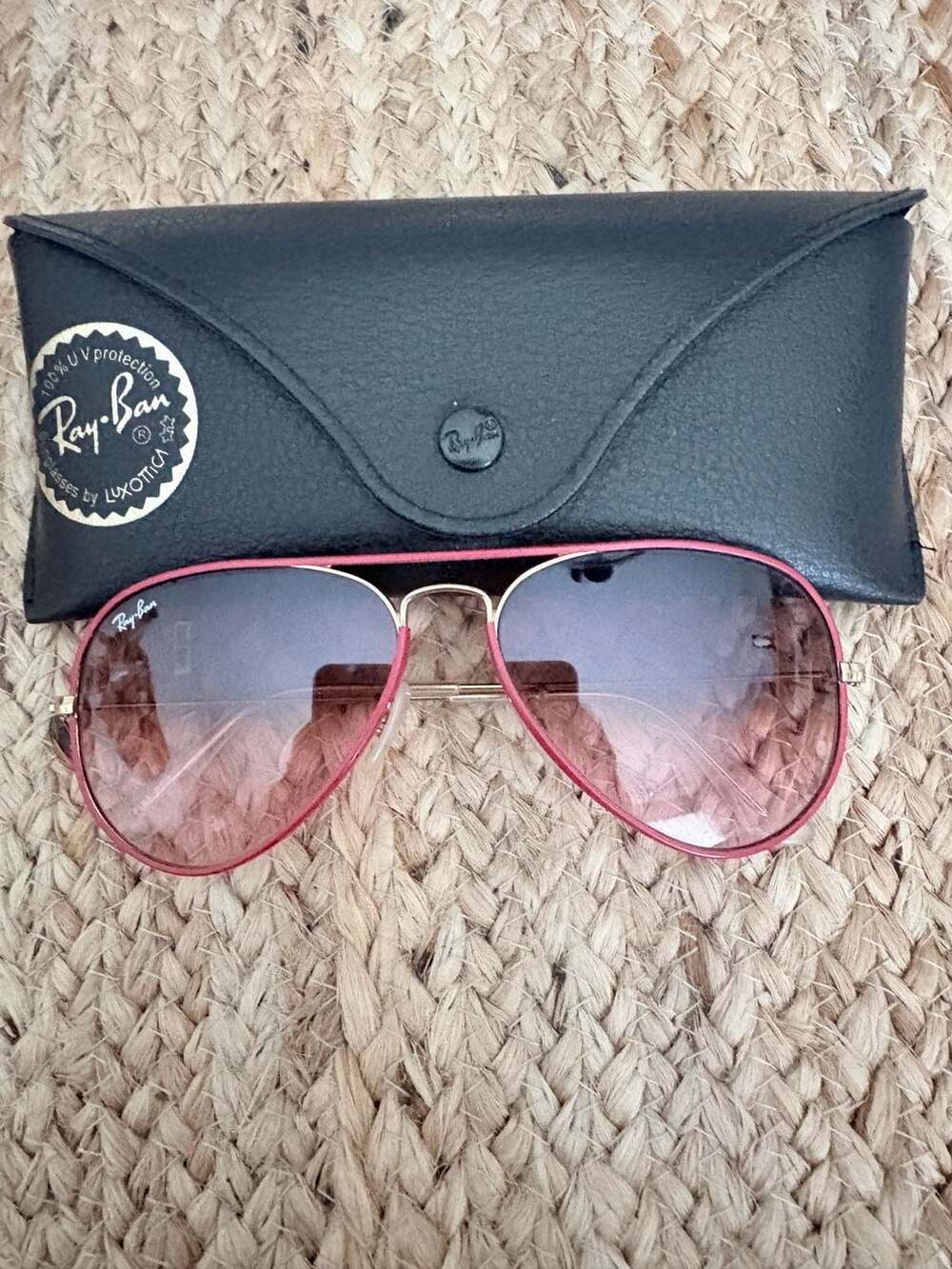Ray-Ban RB3025-JM Aviator Full Color Sunglasses Red/Gold 55mm